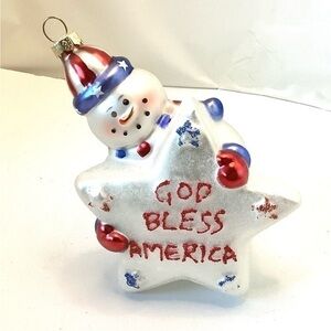 Glass Ornament God Bless America